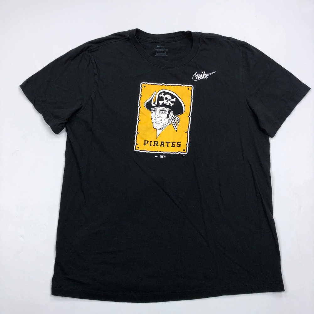Nike Pittsburgh Pirates MLB Graphic Tee Black Yellow Womens Large Cotton T-Shirt